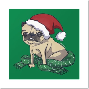 xmas pug Posters and Art